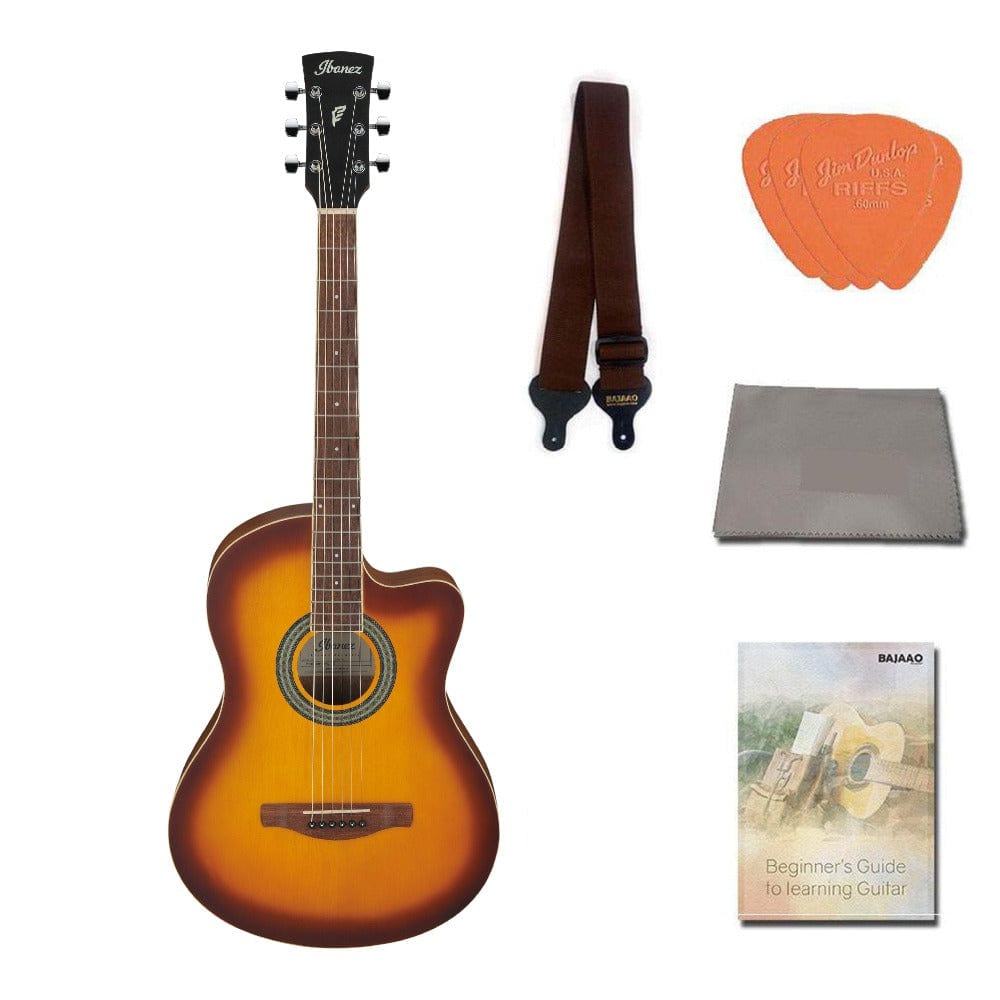 Ibanez Acoustic Guitars Sunburst / PACK Ibanez MD39C 39 inch Cutaway Acoustic Guitar with Strap, Picks, Polishing Cloth & Ebook