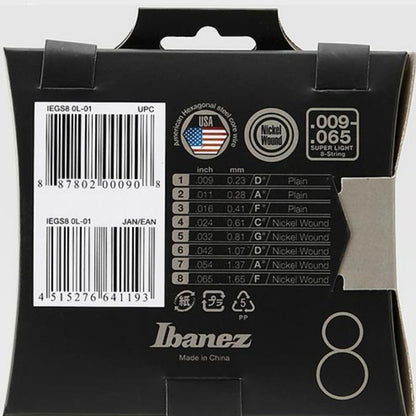 Ibanez Electric Guitar Strings Ibanez IEGS8 Electric Guitar 8-String Set - 9-65