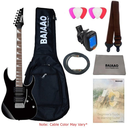 Ibanez Electric Guitars Black Night Ibanez GRG170DX RG Gio Series Double Cutaway 6 String Electric Guitar With Gigbag, Polishing Cloth, Picks, Strap, Cable, Tuner & Ebook 