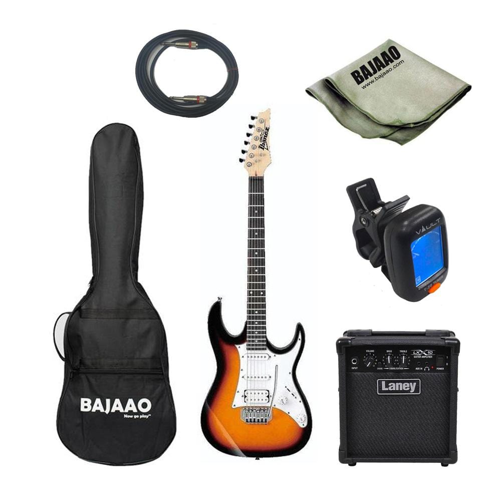 ibanez electric guitars bundles ibanez grx40 standard electric guitar with laney lx-10  bundle - tri fade burst