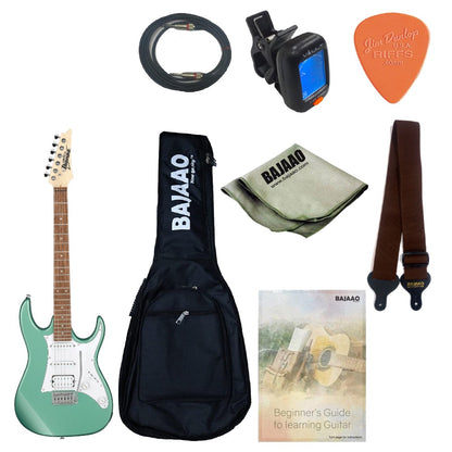 Ibanez Electric Guitars Bundles Metallic Light Green Ibanez GRX40 RG Gio Series Maple Neck 6 String Electric Guitar with Gigbag, Strap, Pick, Cable, Cloth and Tuner, Ebook 