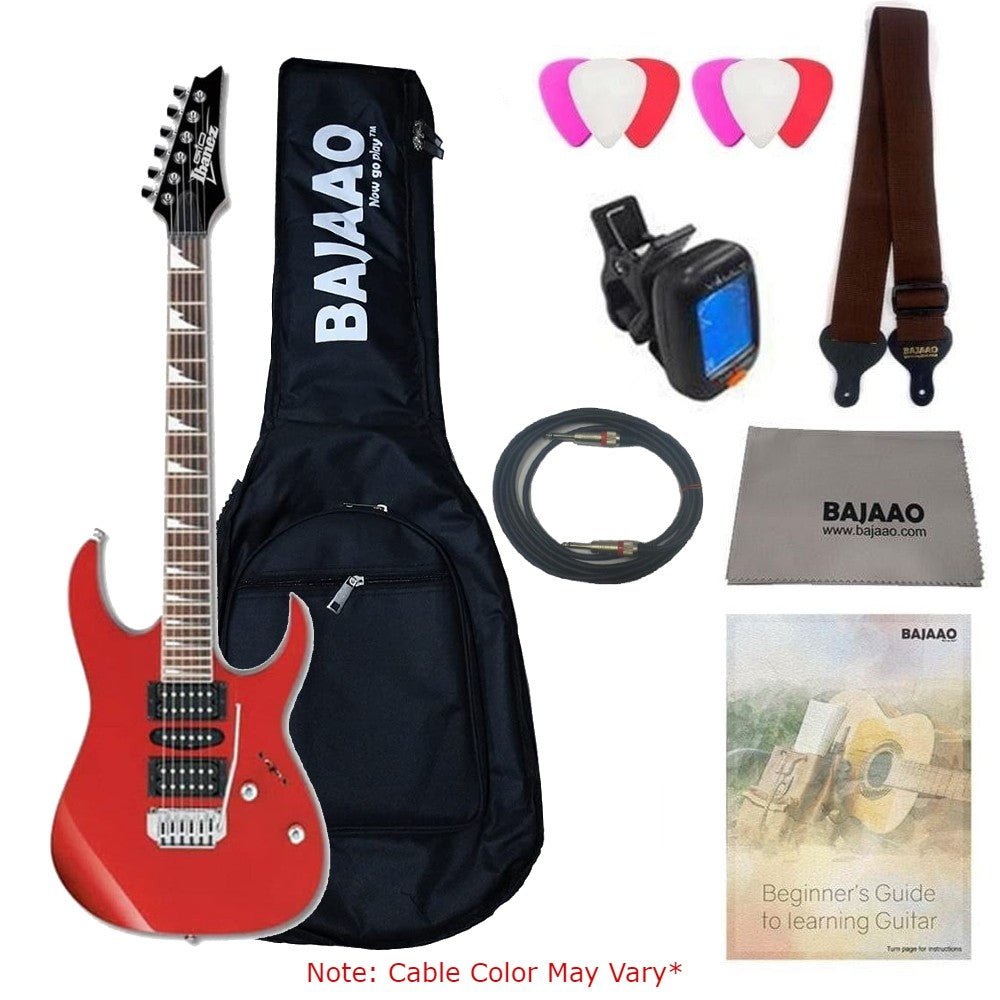 Ibanez Electric Guitars Candy Apple Ibanez GRG170DX RG Gio Series Double Cutaway 6 String Electric Guitar With Gigbag, Polishing Cloth, Picks, Strap, Cable, Tuner & Ebook #color_candy-apple
