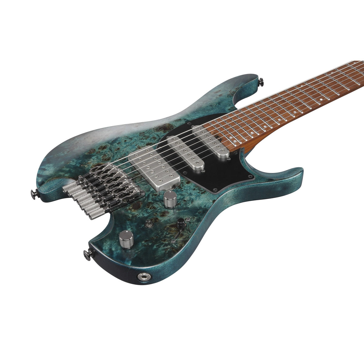 Ibanez Electric Guitars Cosmic Blue Low Gloss Ibanez Q547PB 7 String Headless Electric Guitar