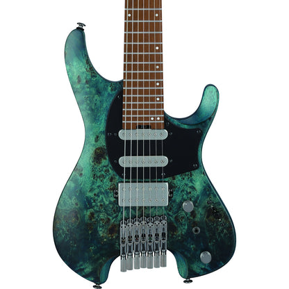 Ibanez Electric Guitars Cosmic Blue Low Gloss Ibanez Q547PB 7 String Headless Electric Guitar