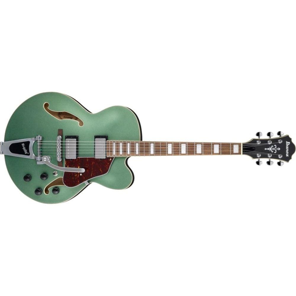 ibanez electric guitars ibanez afs75t-mgf artcore electric guitar- metallic green flat