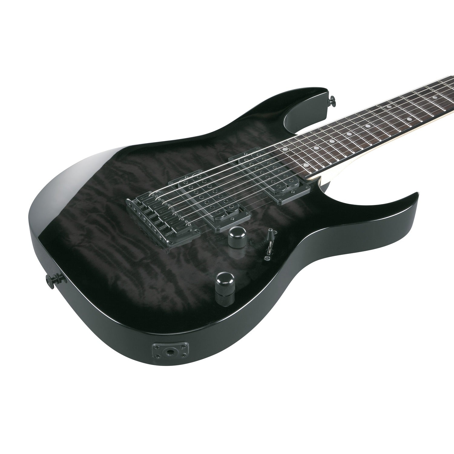 Ibanez Electric Guitars Ibanez GRG7221QA RG Series 7-String Electric Guitar - Transparent Black Sunburst
