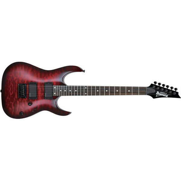 ibanez electric guitars ibanez grga42qa grga series quilted art grain top electric guitar - transparent red burst