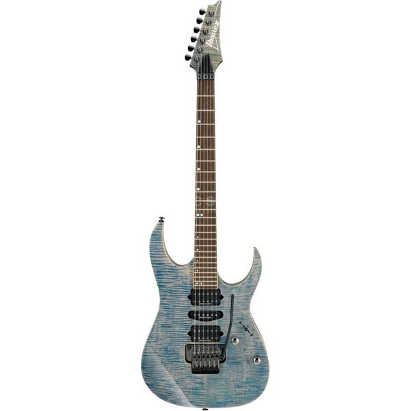 ibanez electric guitars ibanez rg970wfmz premium electric guitar - transparent faded denim