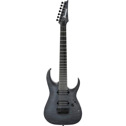 ibanez electric guitars ibanez rgaix7fm iron label 7-string electric guitar - transparent gray flat