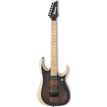 ibanez electric guitars ibanez rgdix6mrw iron label electric guitar - charcoal brown burst flat