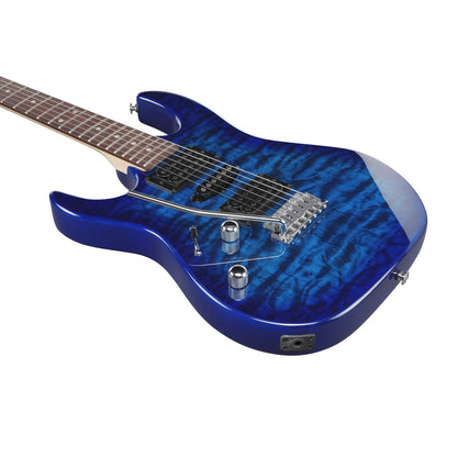 Ibanez Electric Guitars Transparent Blue Burst Ibanez GRX70QAL RG Gio Series Left Handed Electric Guitar