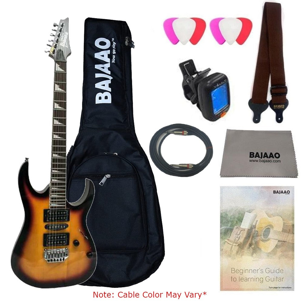 Ibanez Electric Guitars Tri Fade Burst Ibanez GRG170DX RG Gio Series Double Cutaway 6 String Electric Guitar With Gigbag, Polishing Cloth, Picks, Strap, Cable, Tuner & Ebook #color_tri-fade-burst