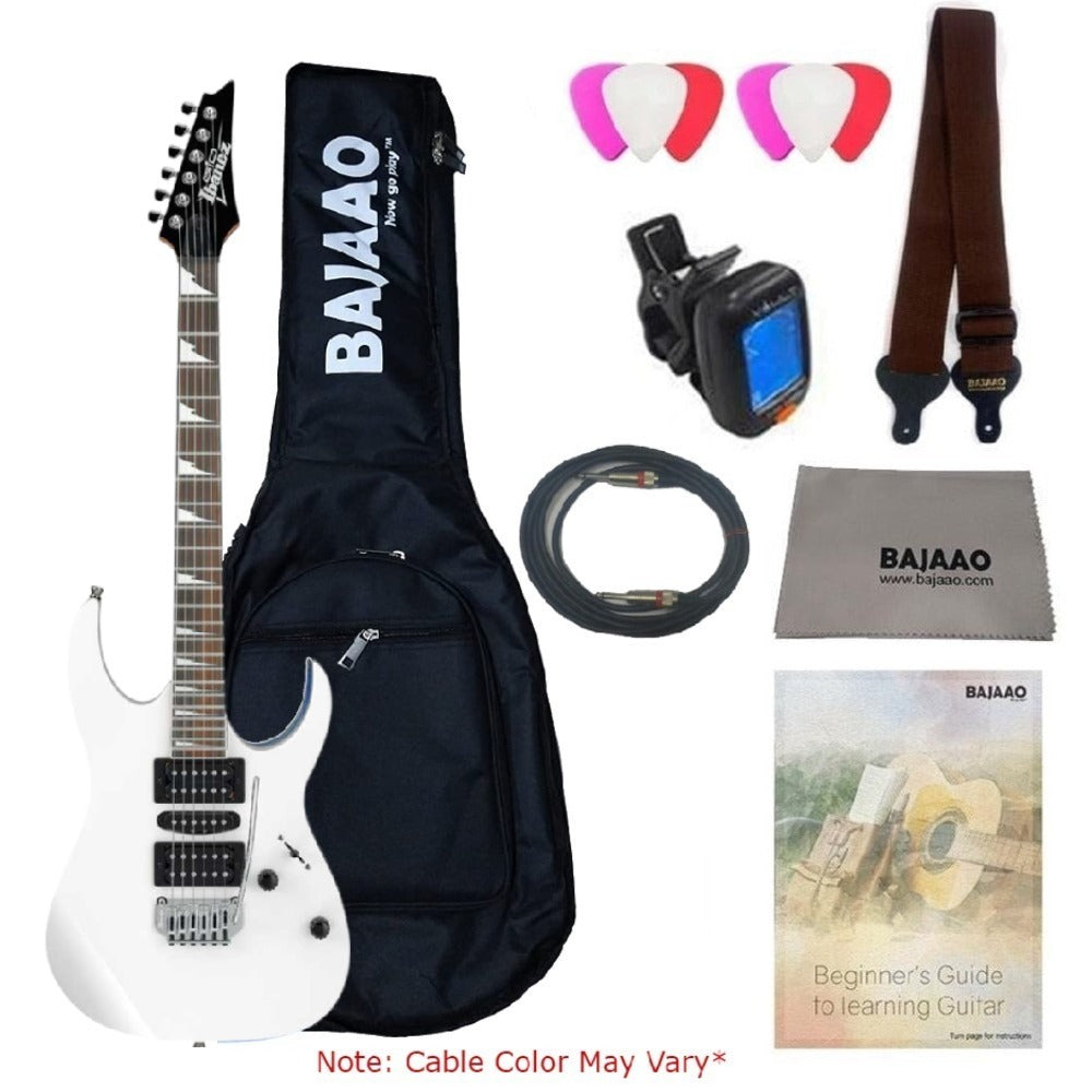 Ibanez Electric Guitars White Ibanez GRG170DX RG Gio Series Double Cutaway 6 String Electric Guitar With Gigbag, Polishing Cloth, Picks, Strap, Cable, Tuner & Ebook #color_white