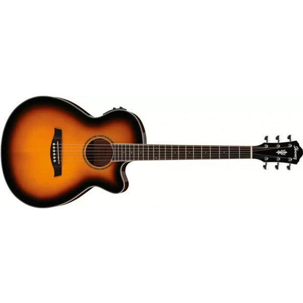 ibanez electro acoustic guitars ibanez aeg10ii cutaway electro-acoustic guitar - vintage sunburst