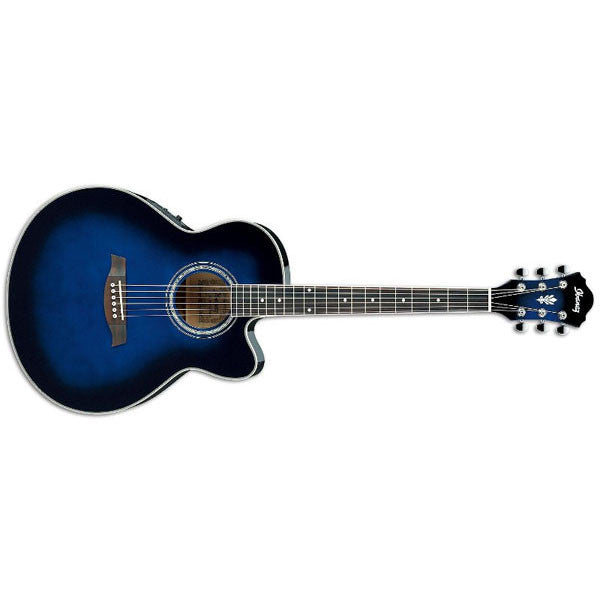 ibanez electro acoustic guitars ibanez ael10e cutaway acoustic-electric guitar - mystic blue sunburst