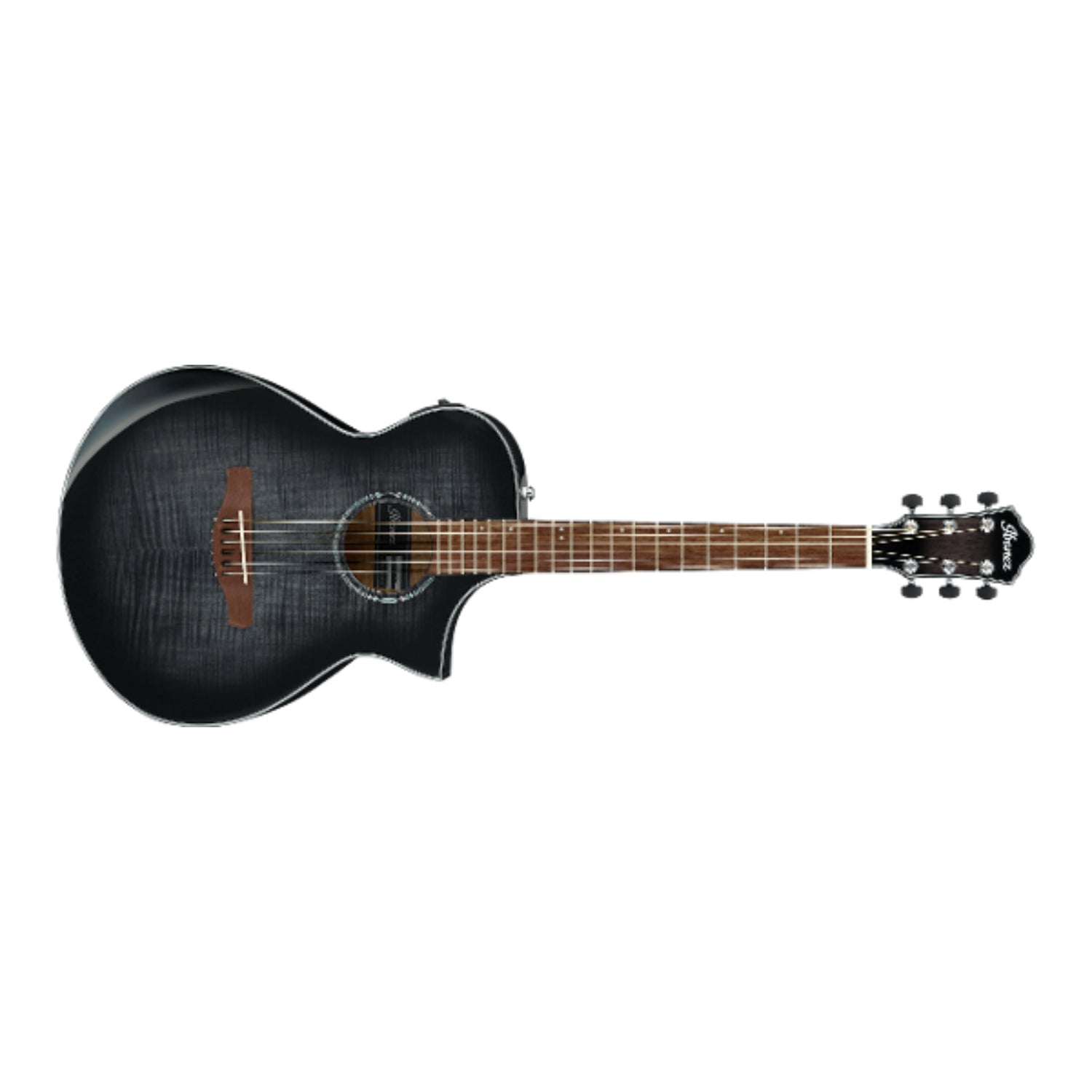 Ibanez Electro Acoustic Guitars Transparent Black Sunburst High Gloss Ibanez AEWC400 AEWC Series Cutaway Electro Acoustic Guitar #color_transparent-black-sunburst-high-gloss