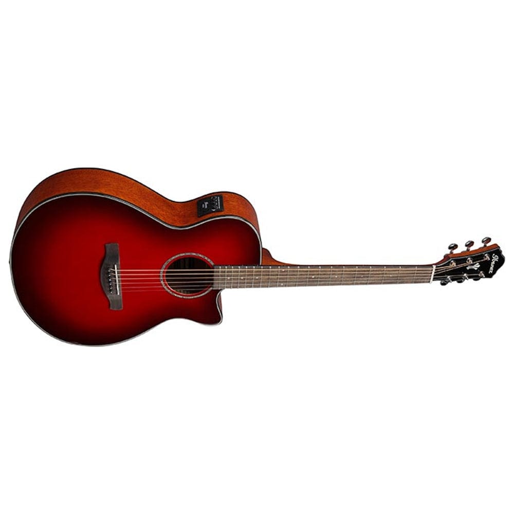 ibanez electro acoustic guitars transparent red sunburst high gloss ibanez aeg50 aeg series electro acoustic guitar   