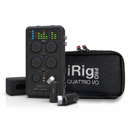 ik multimedia portable field recorders ik multimedia irig pro quattro i/o deluxe bundle 4-input professional field recording interface