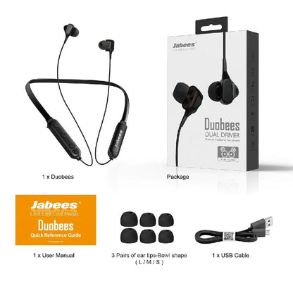 jabees in-ear neckband headphones jabees duobees dual driver bluetooth neckband headphone