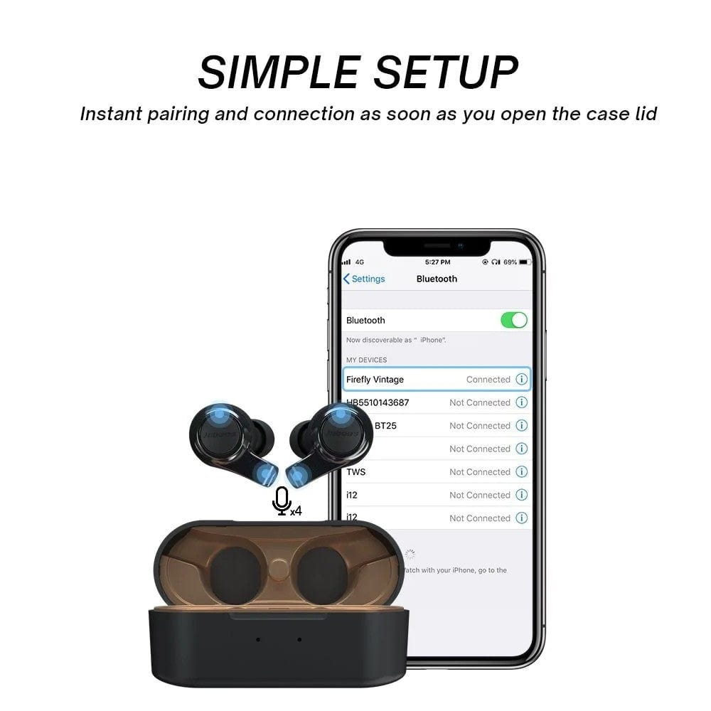 jabees true wireless in-ear headphones jabees firefly vintage true wireless earbuds