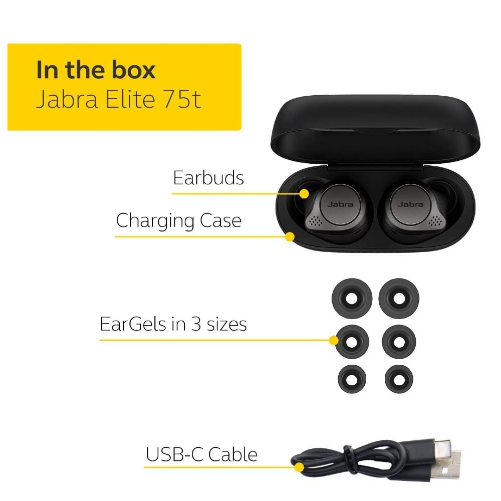Jabra True Wireless In-Ear Headphones Jabra Elite 75t True Wireless Earbuds