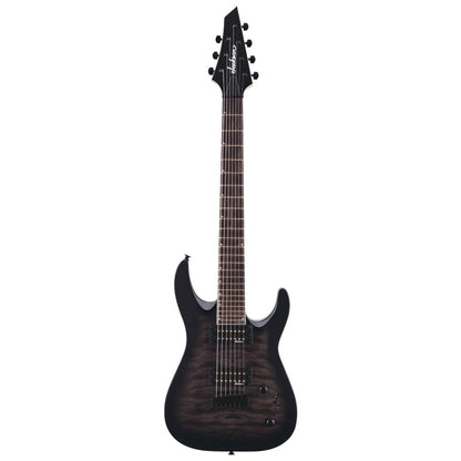 jackson electric guitars transparent black burst jackson js series js22q-7 dinky arch top 7 string electric guitar - transparent black burst   
