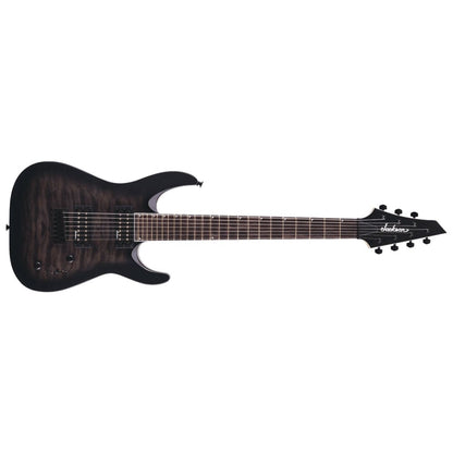 jackson electric guitars transparent black burst jackson js series js22q-7 dinky arch top 7 string electric guitar - transparent black burst   