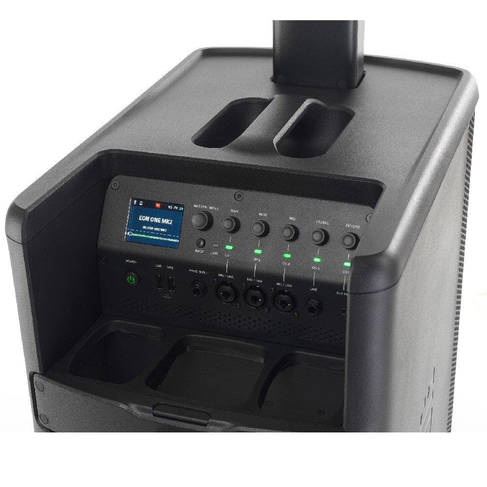 jbl pa systems jbl eon one mk2 all in one rechargeable column pa with built-in mixer and dsp