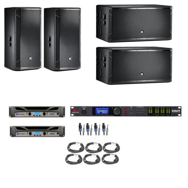 jbl pa systems jbl stx825 + stx828s + crown xti6002 + dbx pa2 bundle