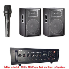 JBL Passive Pa Speakers Bundles JBL EPS-2 Passive Speakers, 500W Amplifier & Microphone Package