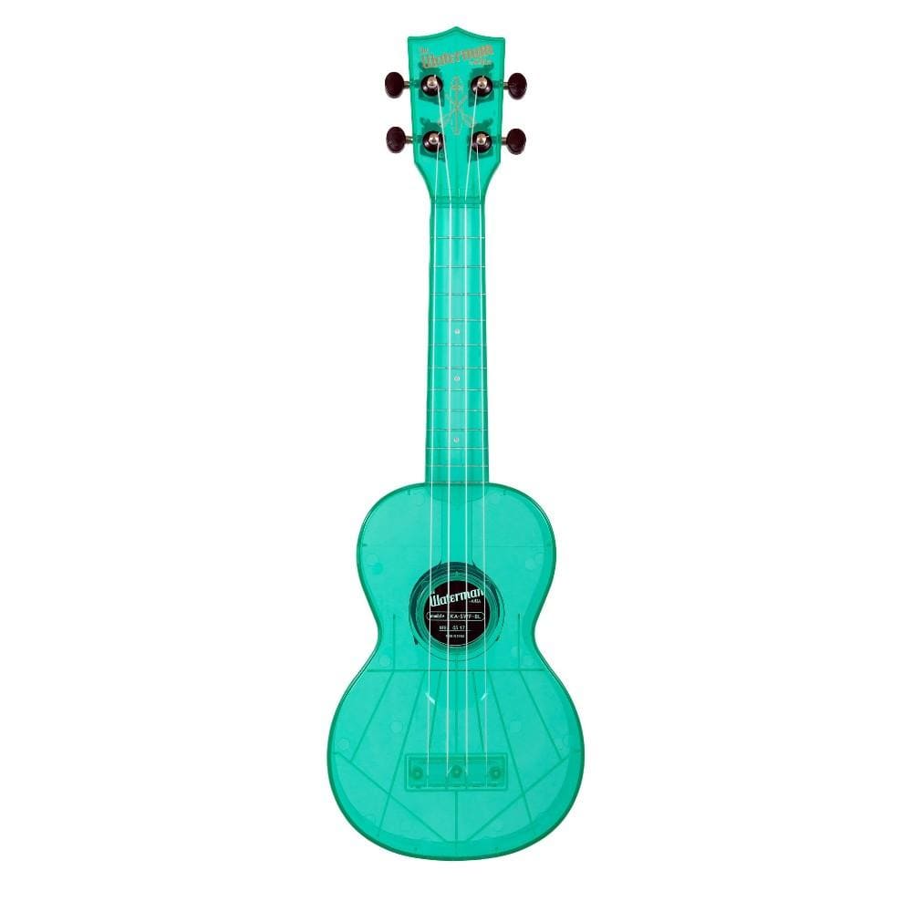 Kala Soprano Ukuleles Fluorescent Blue Raspberry Kala KA-SWF Soprano Waterman Ukulele With Bag