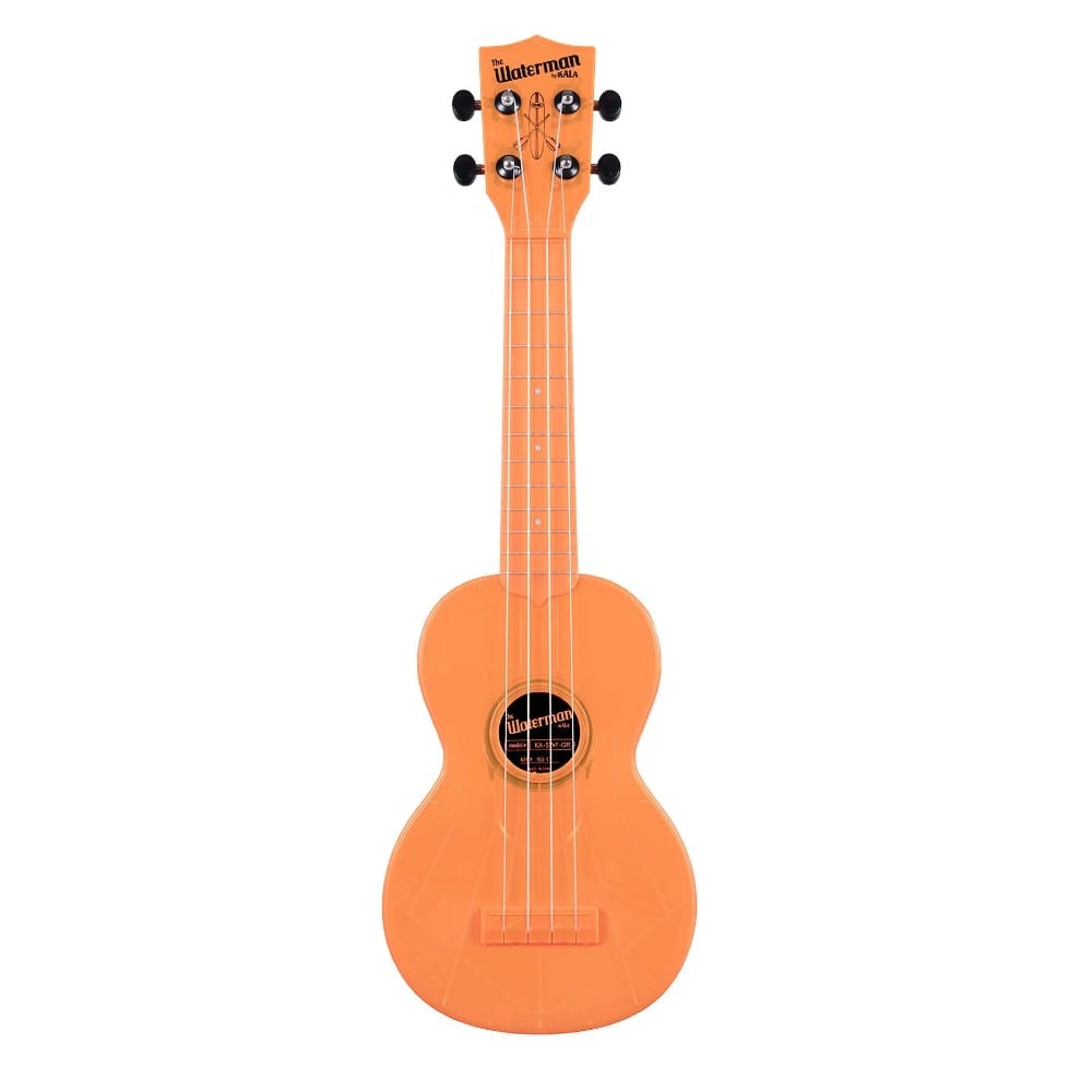 Kala Soprano Ukuleles Fluorescent Orangesicle Kala KA-SWF Soprano Waterman Ukulele With Bag