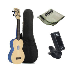 Kala Soprano Ukuleles Kala MK-SWT Makala Waterman Soprano Standard Ukulele - Translucent Blue Bundle