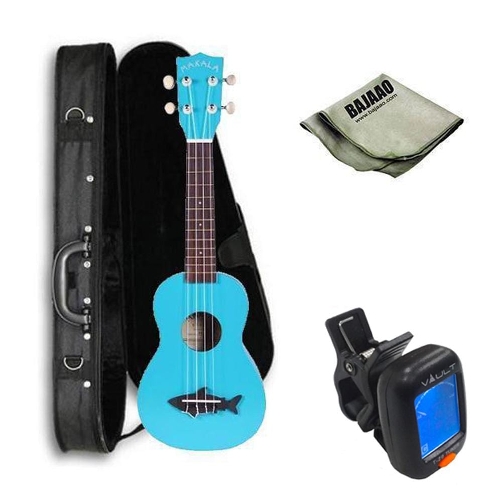 kala soprano ukuleles mako blue kala makala soprano ukulele vintage satin finish deluxe ukulele bundle      #color_mako-blue