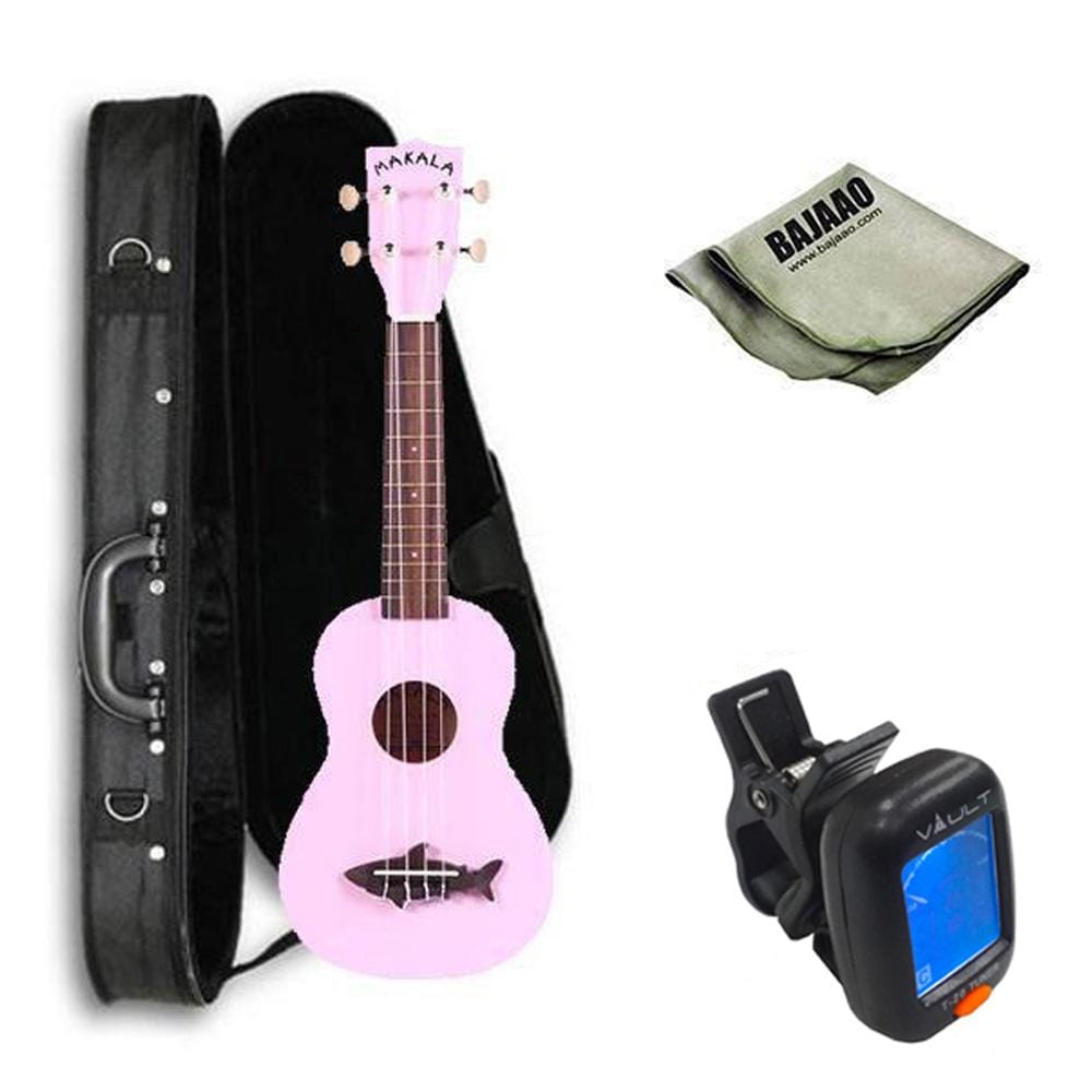 kala soprano ukuleles shell pink kala makala soprano ukulele vintage satin finish deluxe ukulele bundle      #color_shell-pink
