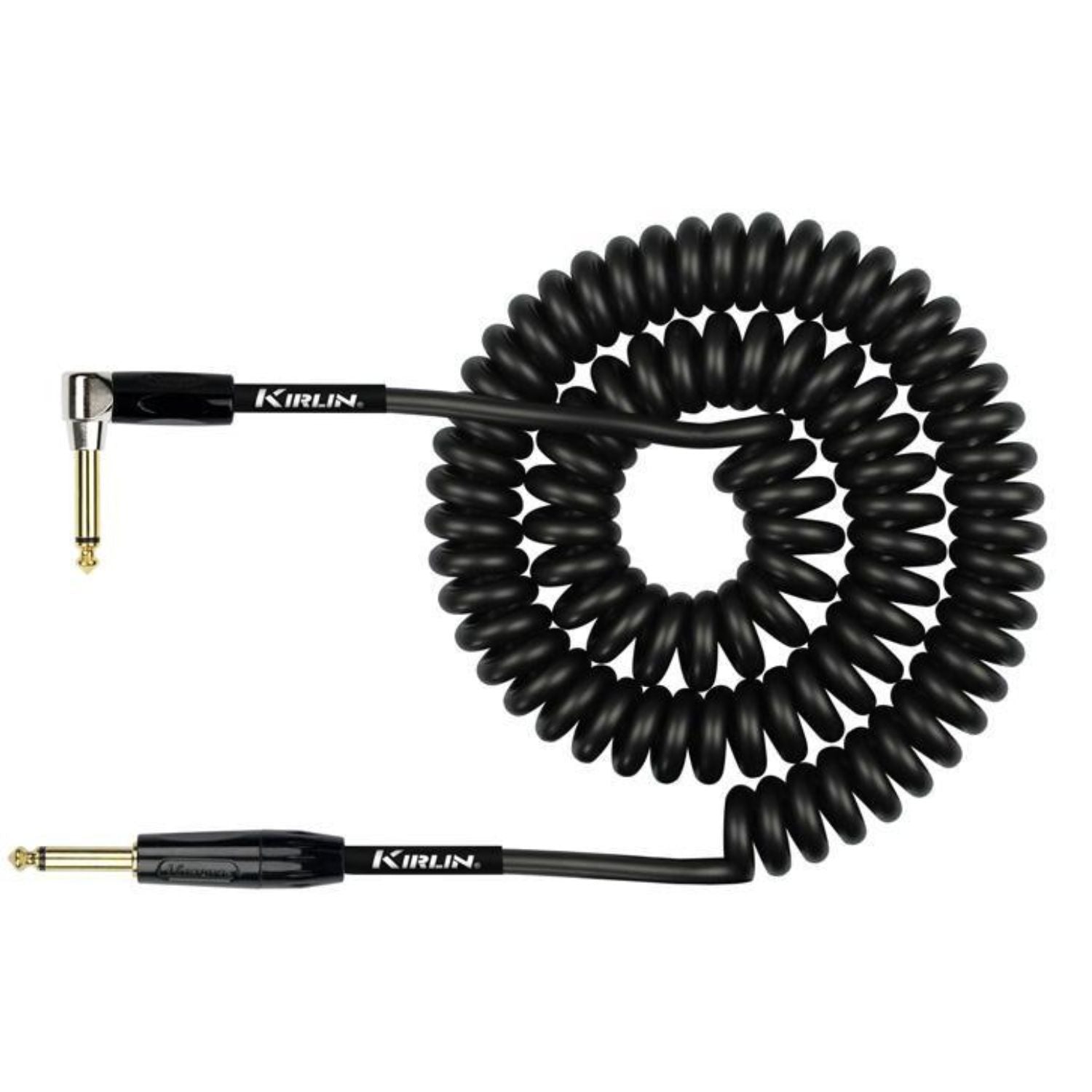 Kirlin Instrument Cables Black Kirlin R Angle Premium 10M Coil Instrument Cable