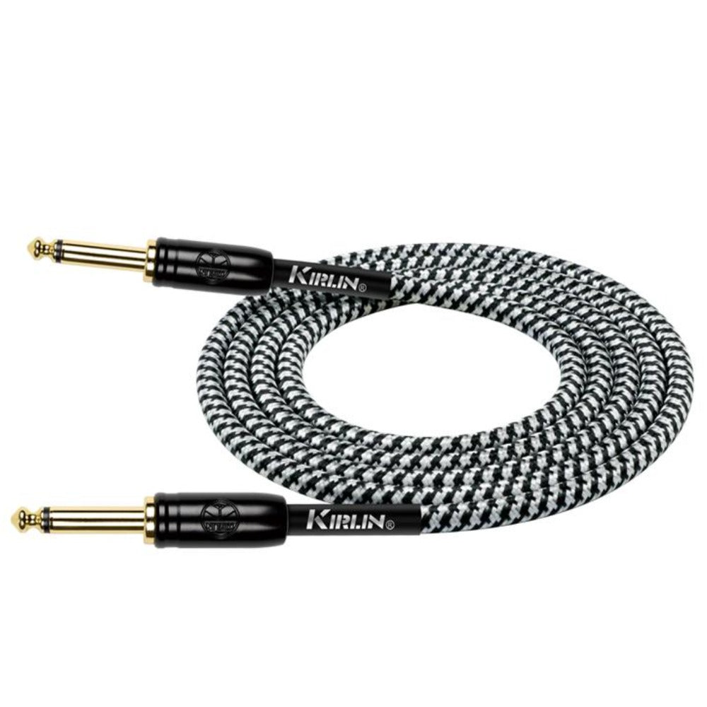 Kirlin Instrument Cables Black /White Kirlin IW-241BCG 3M Original Woven Instrument Cable