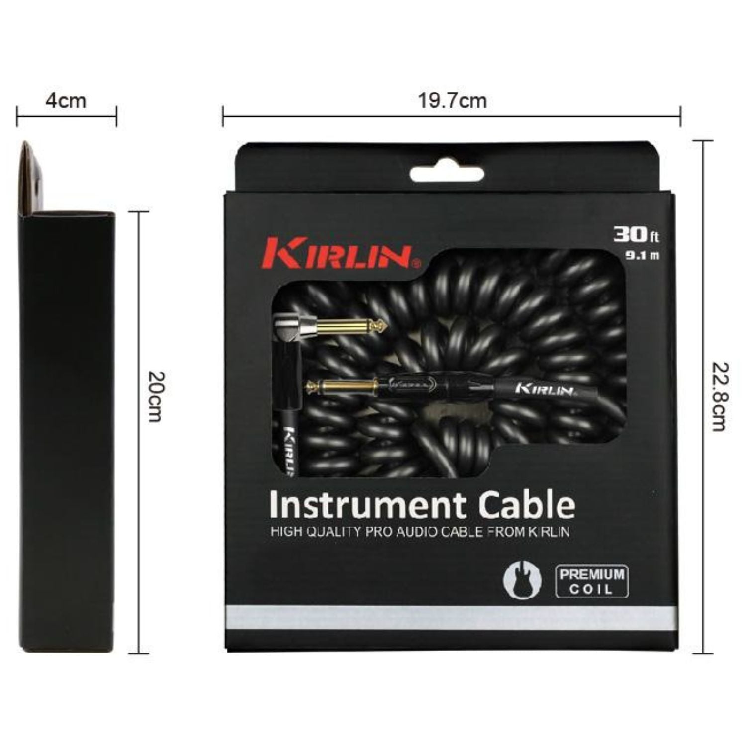 Kirlin Instrument Cables Kirlin R Angle Premium 10M Coil Instrument Cable