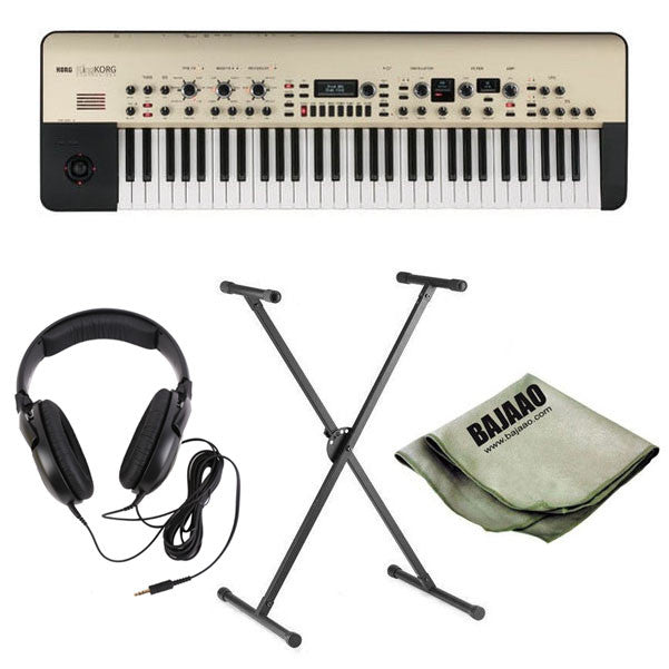 korg keyboard bundles korg kingkorg 61-key analog modeling synthesizer keyboard with stand, polishing cloth and headphones