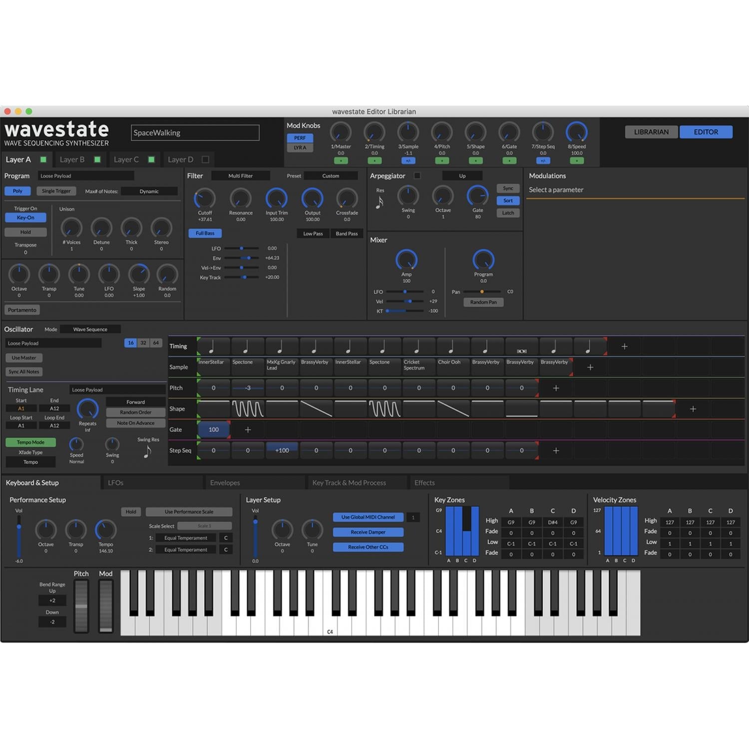 Korg Synthesizers Black Korg Wavestate SE 61 Key Wave Sequencing Synthesizer