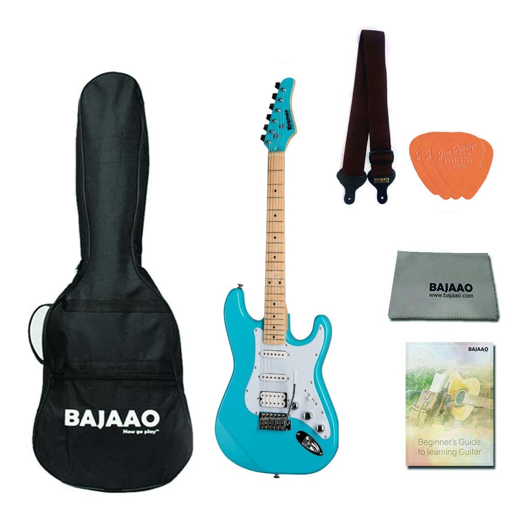 kramer electric guitars bundles teal kramer focus vt-211s 6-strings electric guitar with gigbag, straps, cloth, picks & ebook   #color_teal