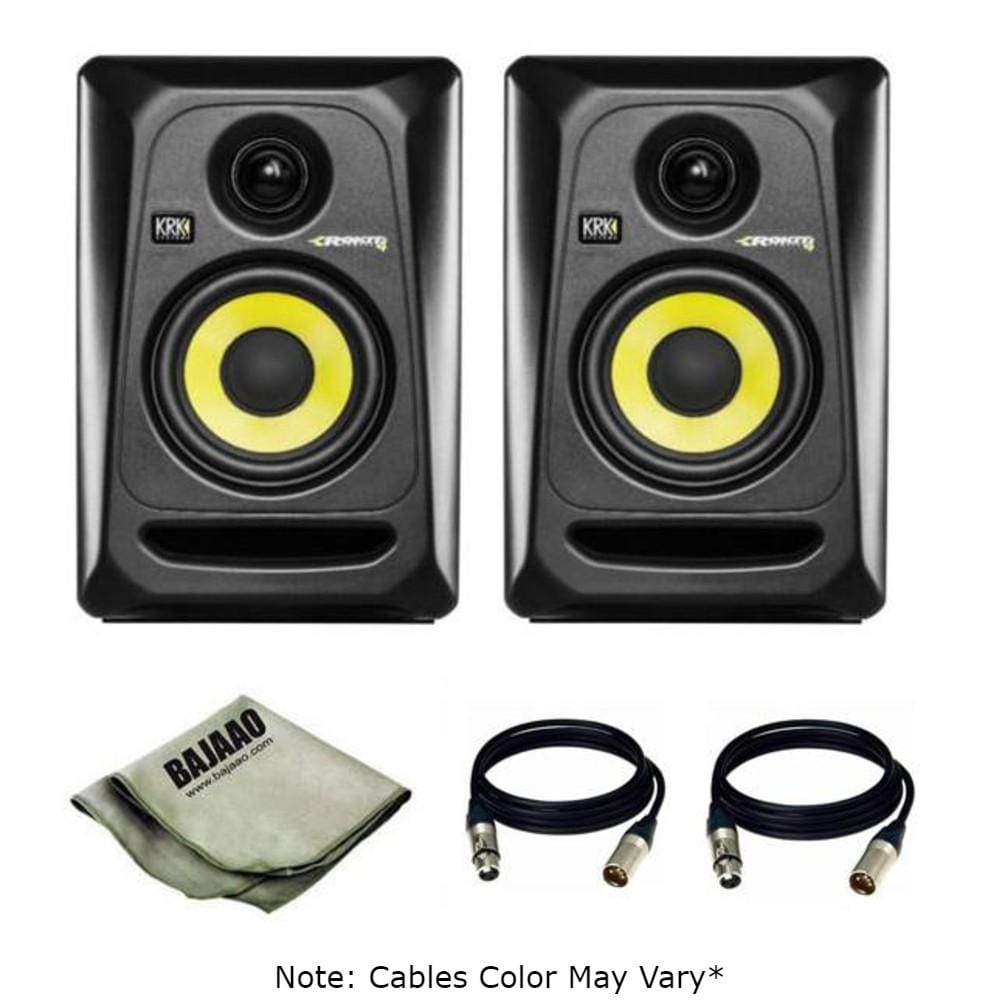 krk monitor speakers krk rokit 4 g3 powered studio monitors pair with xlr cable (pair) and polishing cloth