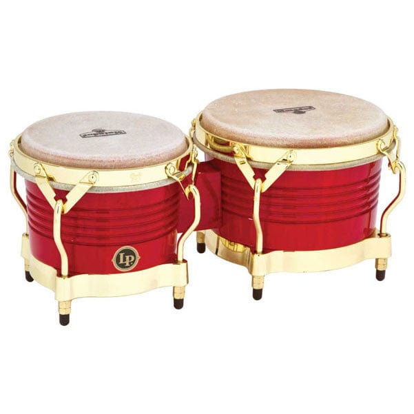 latin percussion bongos lp m201-rw matador wood bongos - blaze red/gold tone