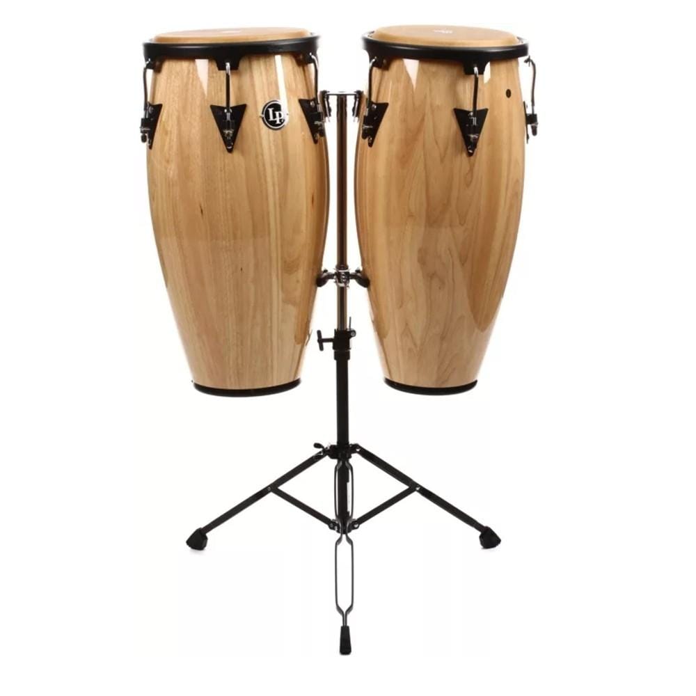 latin percussion congas natural wood latin percussion lpa647 aspire wood conga set with stand   #color_natural-wood