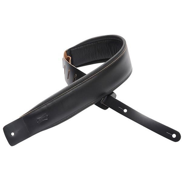 Levy's Guitar Straps Black Levy's DM1PD 3 inch Genuine Leather Guitar Strap