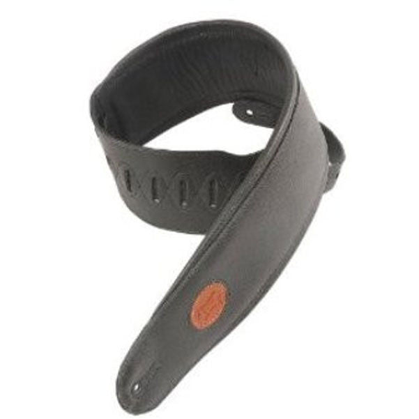 levy's guitar straps levys 2.5inch mss2-black sign series garment leather padded guitar strap