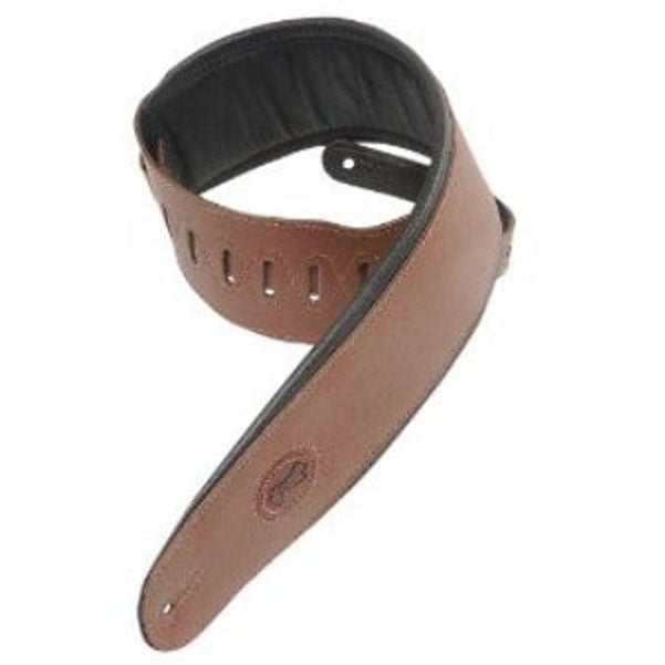 levy's guitar straps levys 2.5inch mss2-brown sign series garment leather padded guitar strap