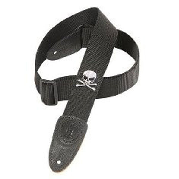 levy's guitar straps levys 2inch mss8sc black polypropylene skull & crossbones guitar strap