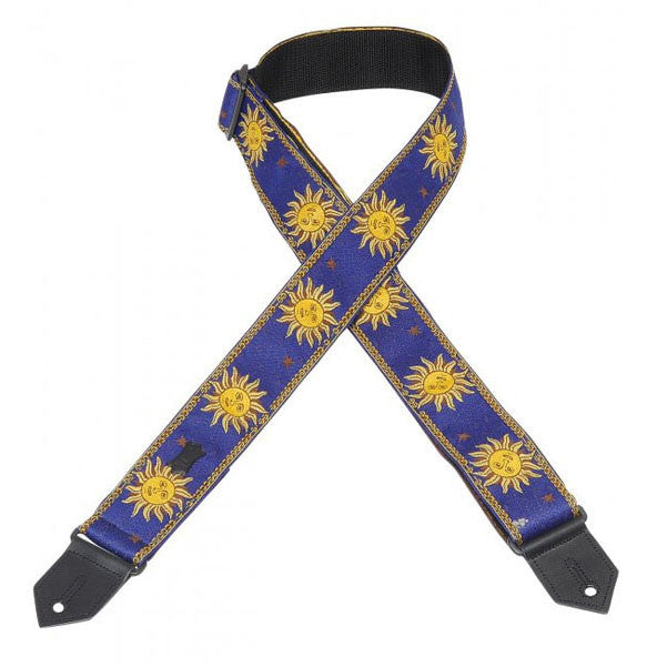 levy's guitar straps levys m8sun-blu jacquard weave sun design 2inch  guitar strap