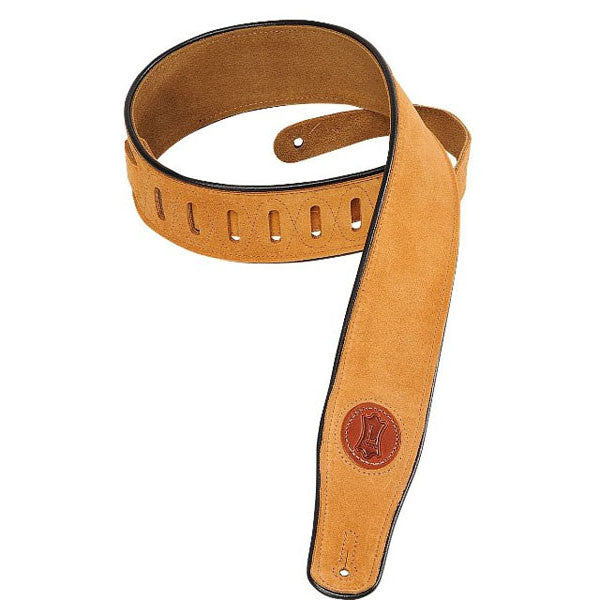 levy's guitar straps levys mss3-hny suede leather guitar strap with black piping honey